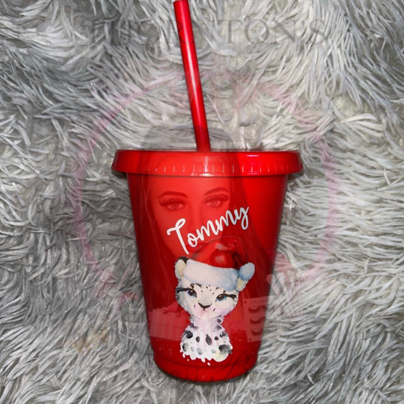 Kids Personalised Christmas Safari Animal Cold Cup