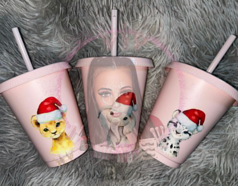 Kids Personalised Christmas Safari Animal Cold Cup