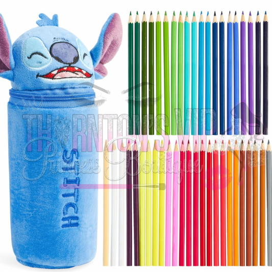 Official Disney Stitch 'n Sketch Pencil Case & Coloring Pens Set