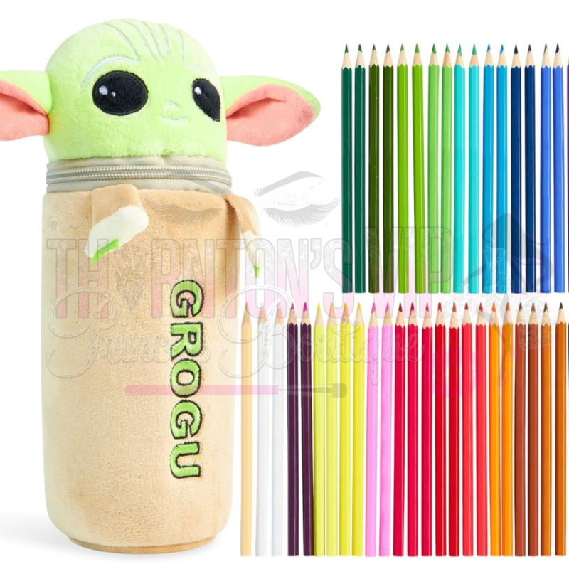 Official Star Wars Grogu Galactic Pencil Case & Coloring Pens Set