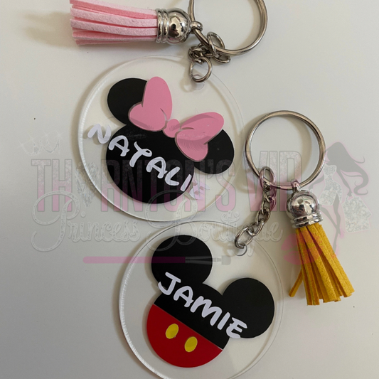 Mickey & Minnie Love Circle Personalised Keyrings