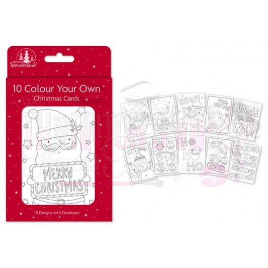 Colour Your Own Christmas Cards (Pack Of 10)