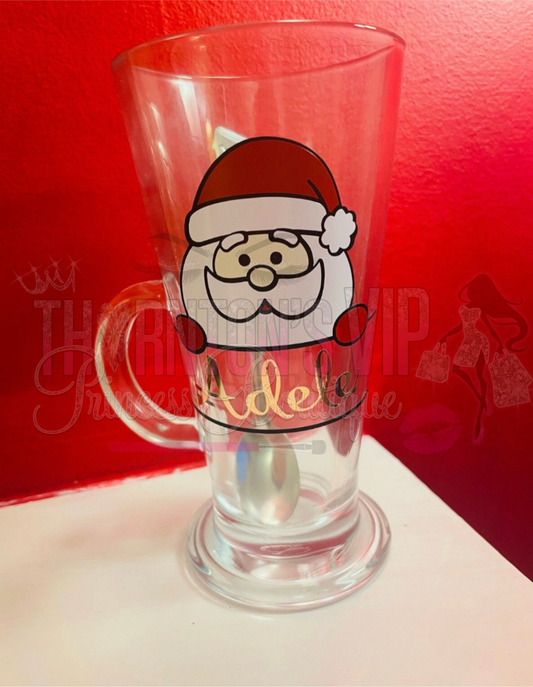 Santa's Special Latte Personalised Glass Mug