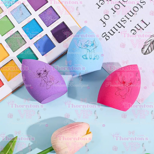 Cute Cartoon-Inspired Makeup Sponge Set – Pack of 3 Soft Beauty Blenders in Pink, Purple & Baby Blue