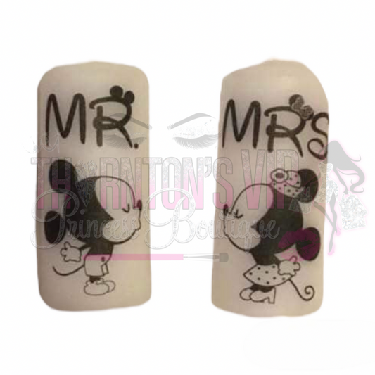 Mr & Mrs Themed Mouses Candle Set