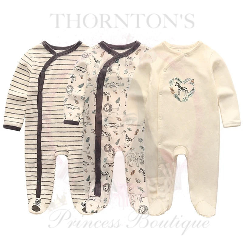 Cream Safari Adventure BabyGrow Trio Set