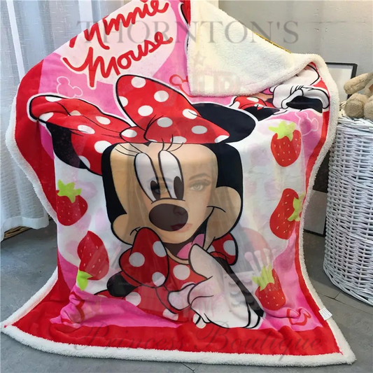 Minnie Mouse Inspired Strawberry Winter Blanket