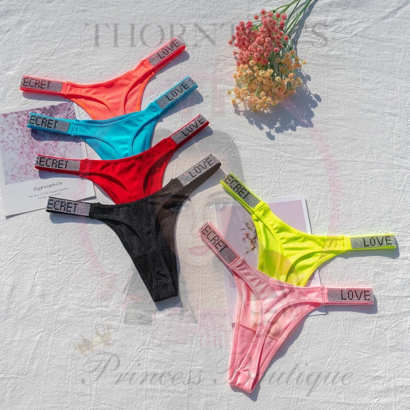 Colourful Rhinestone Banded Thongs - Various Colours