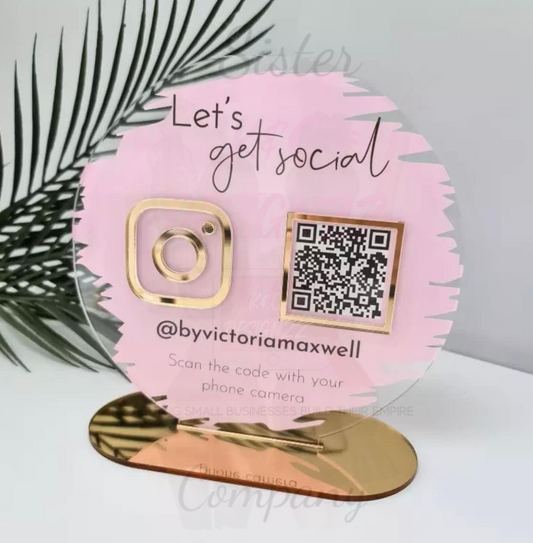 Pink & Rose Gold Round Social Media Plaque