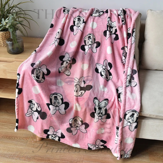 Pink Minnie Head Inspired Fleece Blanket
