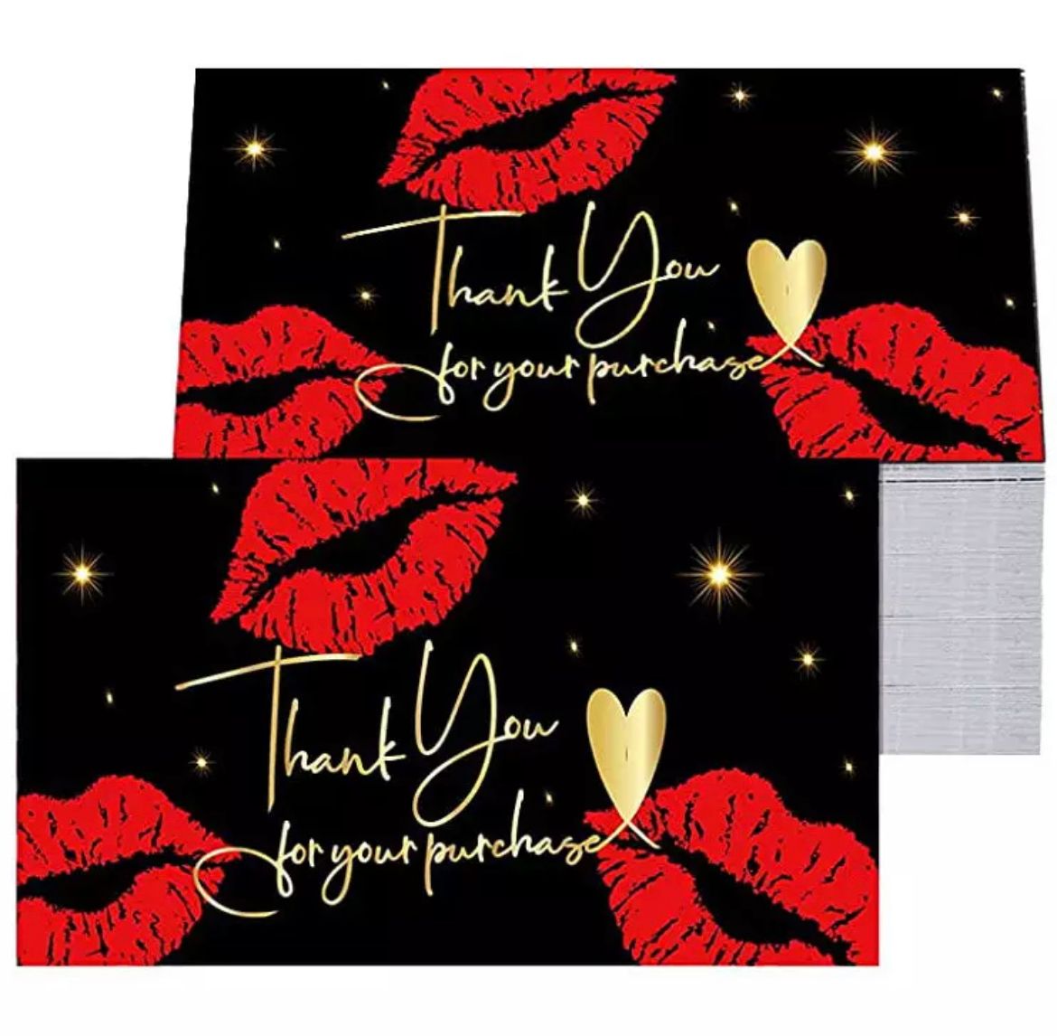 Black Thank You Lip Design Cards