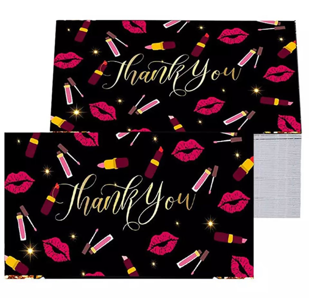 Black Thank You Lip Design Cards