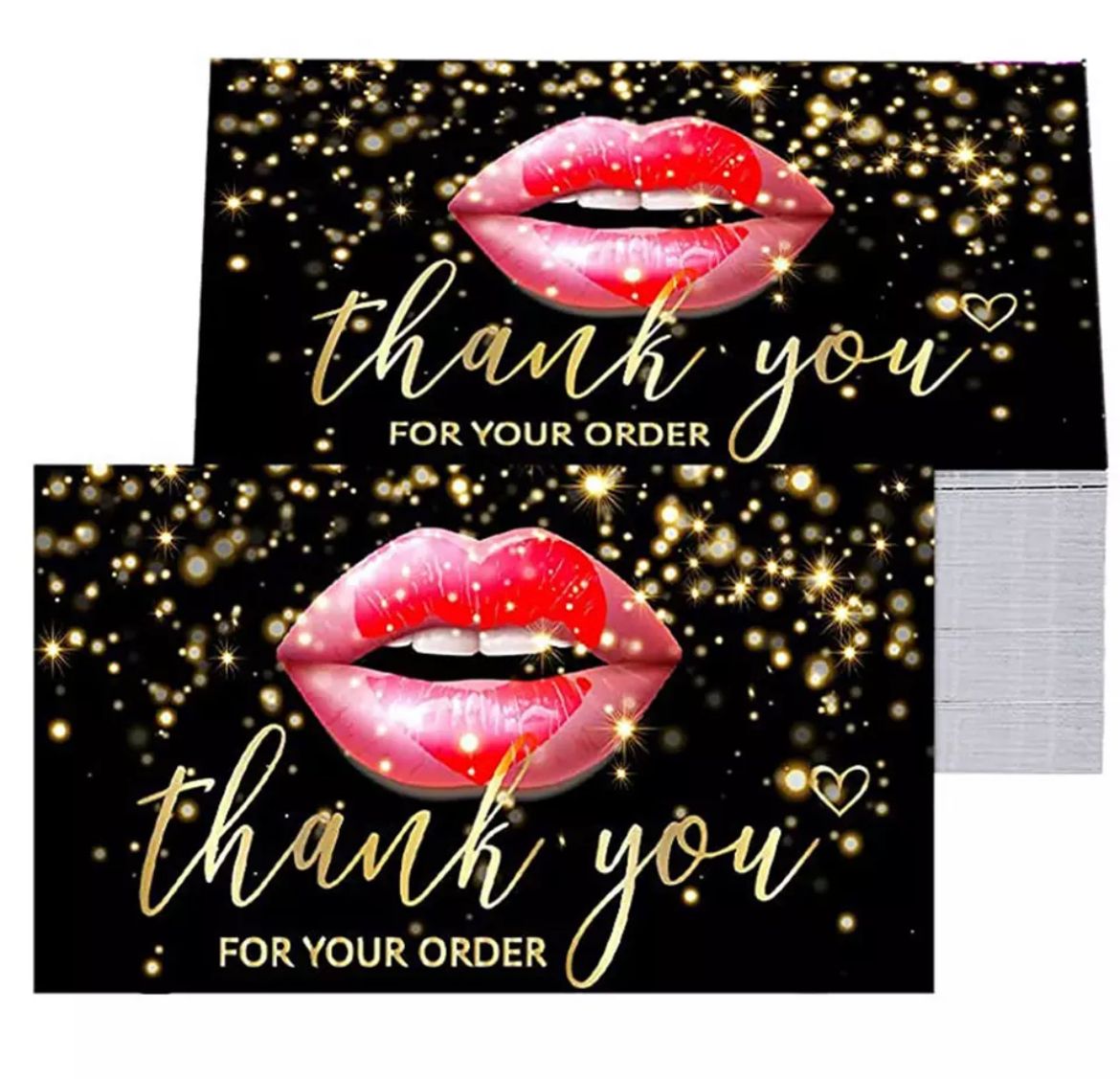 Black Thank You Lip Design Cards