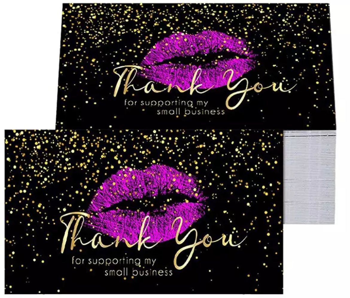 Black Thank You Lip Design Cards