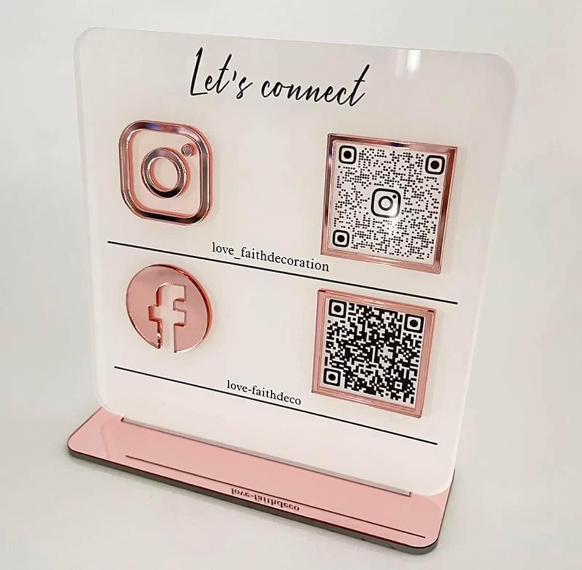 Milk White & Rose Gold Social Media Plaque