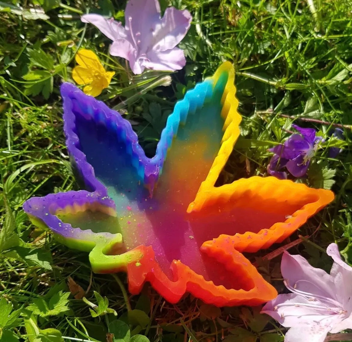 Rainbow Cannabis Leaf Ashtray