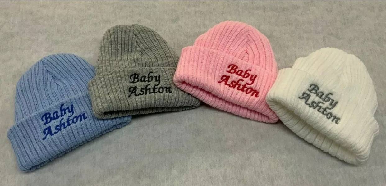 Embroided Baby Hats - Choice Of Colours