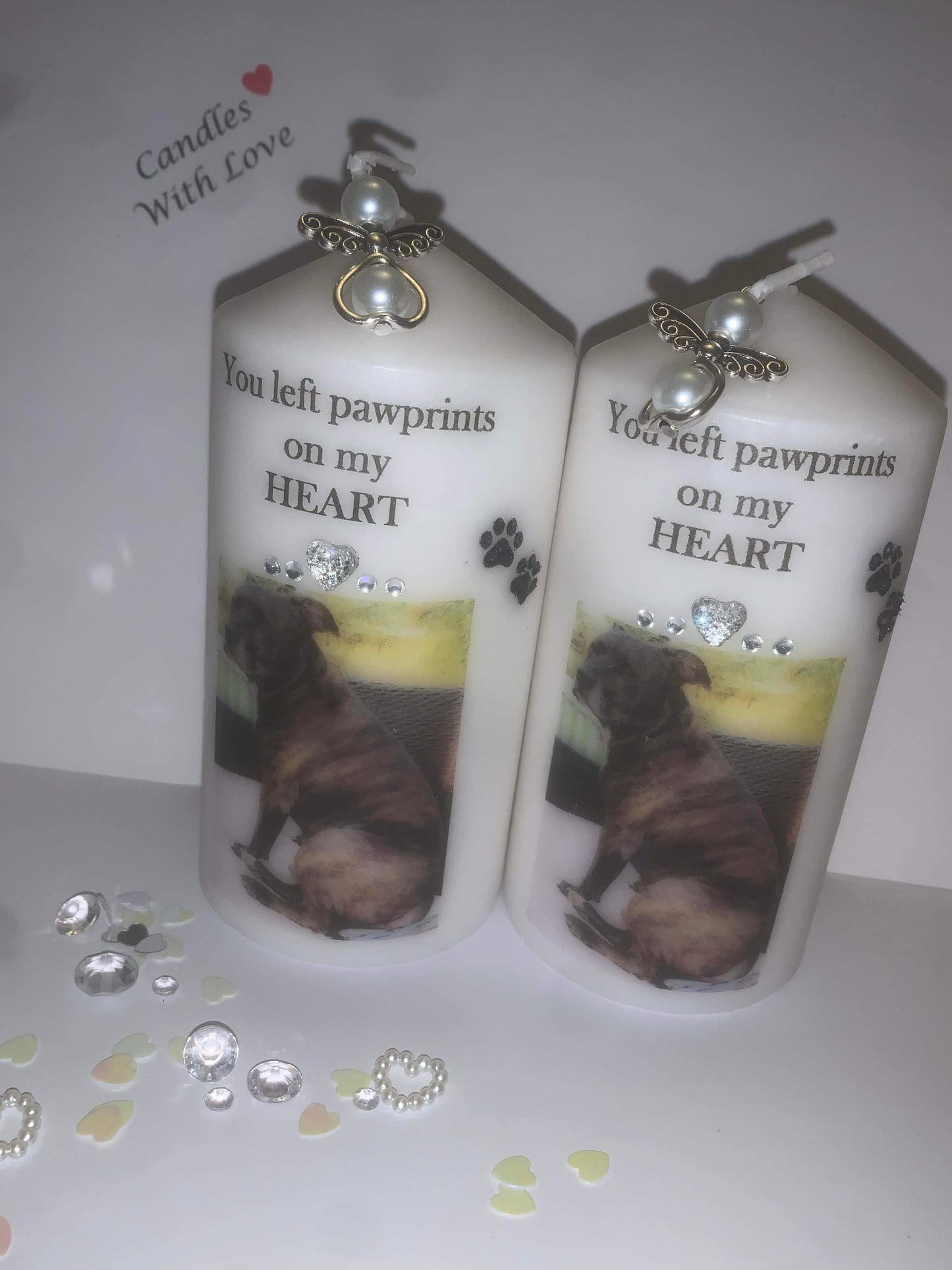 ‘You Left Paw Prints On My Heart’ Pet Memorial Candle