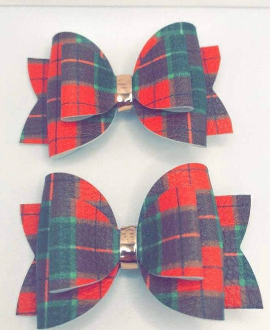 Christmas Tartan Hair Bow Clip