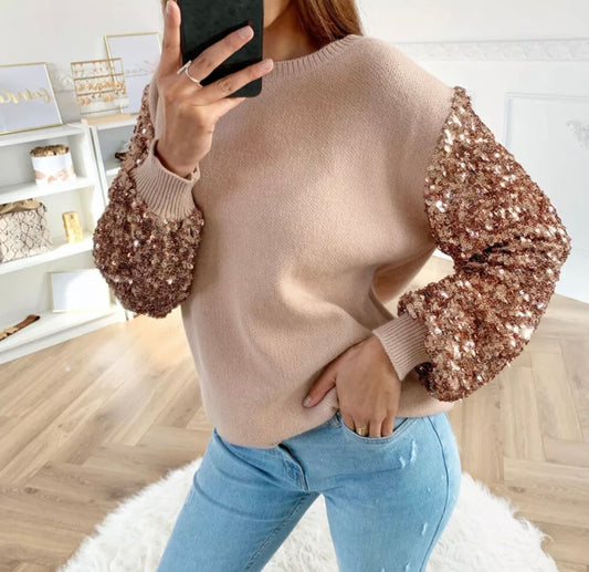 Sequin Puff Sleeve Jumper