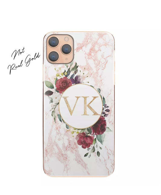 Rose Gold Flower Personalised Initial Phone Case