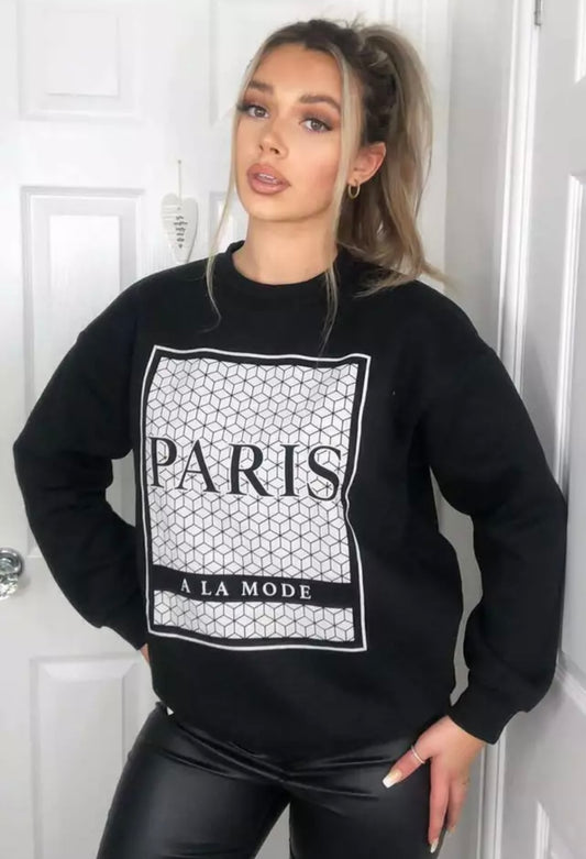 Paris LA Mode Slogan Jumper
