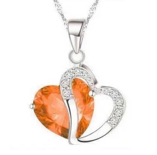 Clementine Heart Gem Necklace