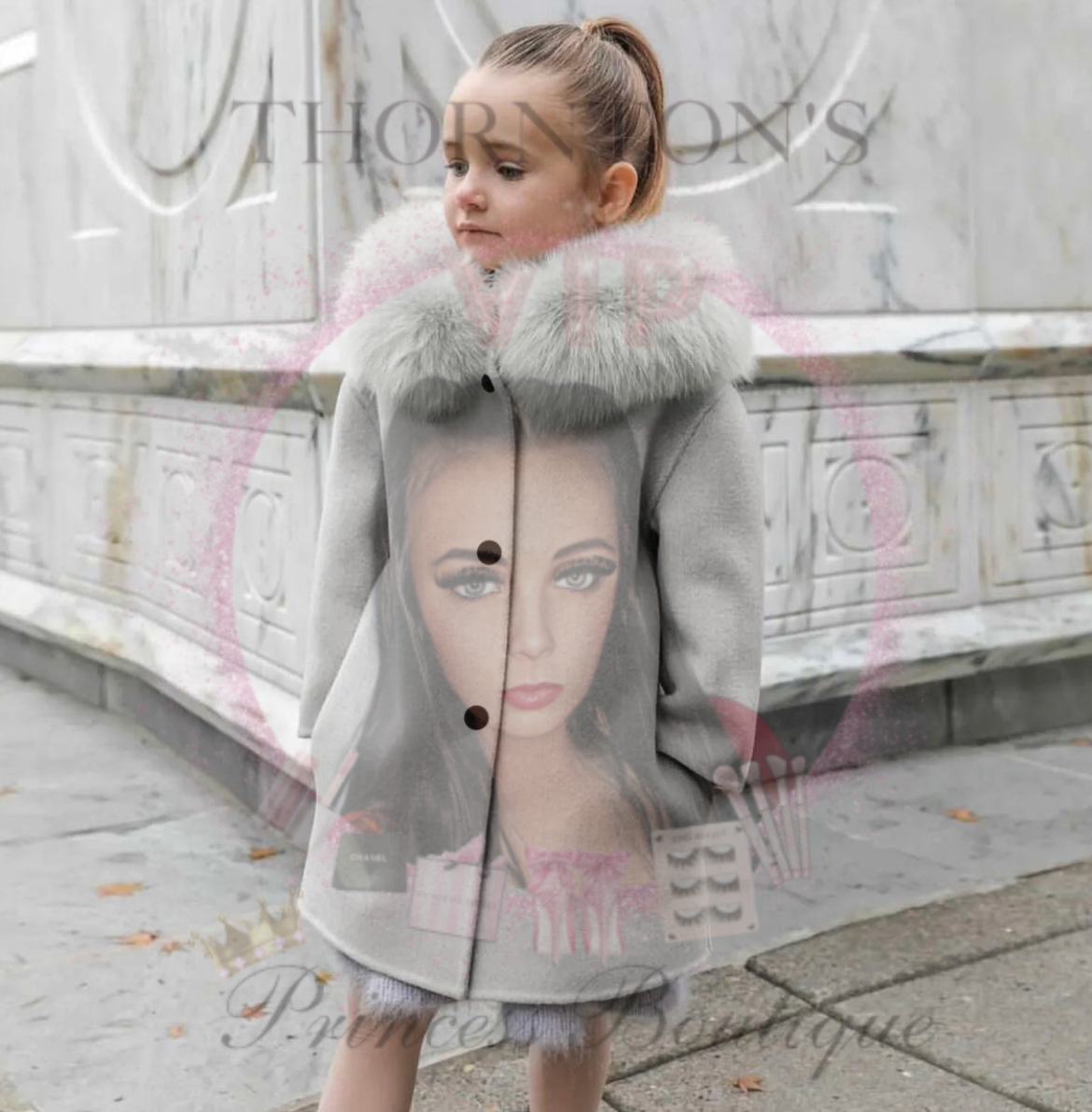 Girls Fur Hood Overcoat