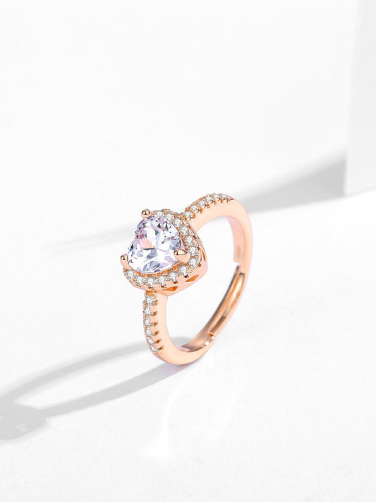 Sparkly Heart Zircon Ring