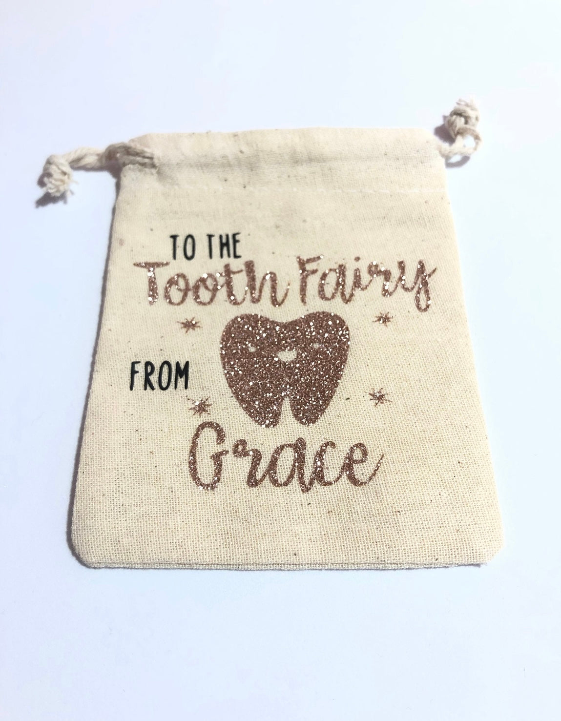 Tooth Fairy Glitter Drawstring Bag
