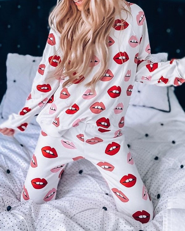 Lip Print Casual Pyjamas