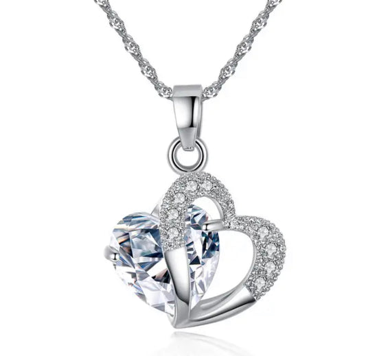 Crystal Heart Gem Necklace