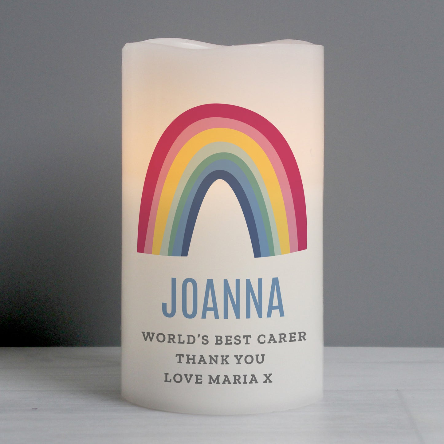 Personalised Rainbow LED Candle