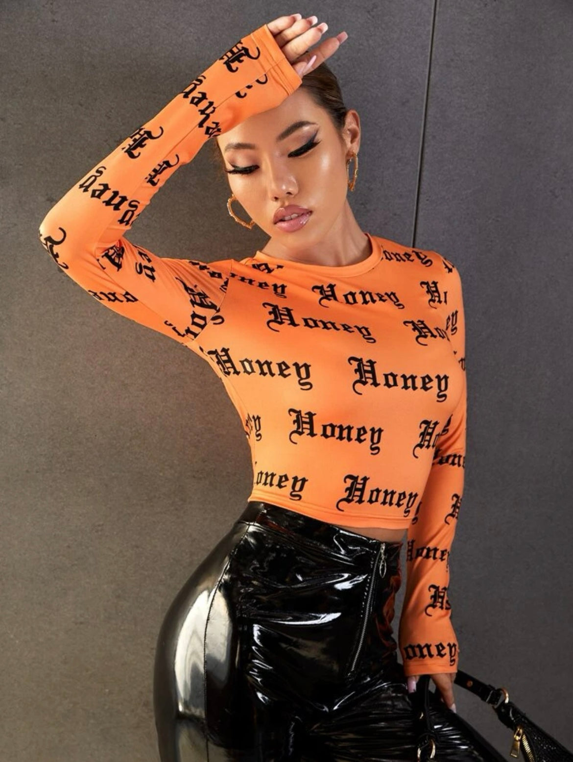 ‘Honey’ Orange Slogan Top