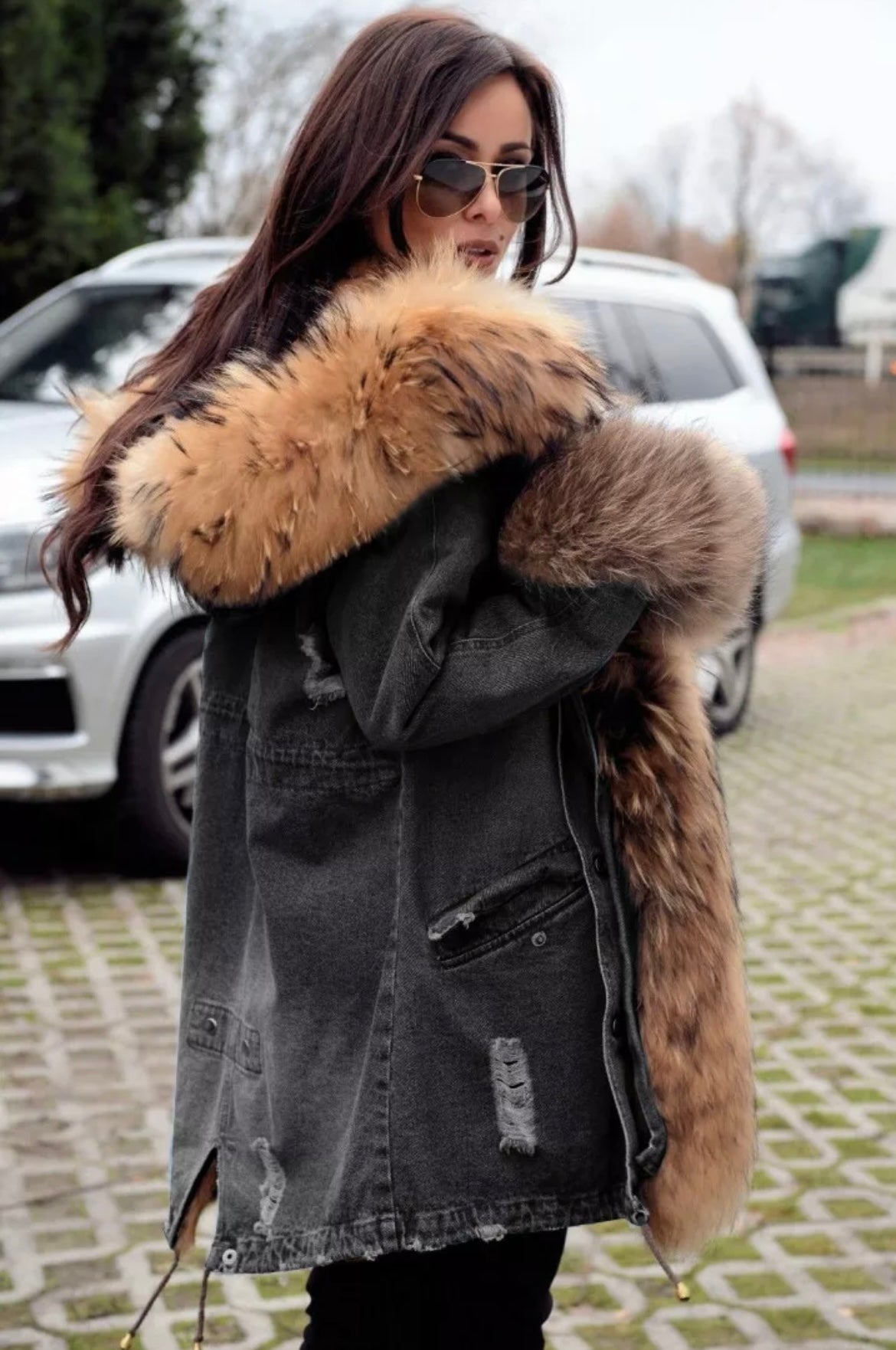 Nadia Denim Faux Fur Jacket