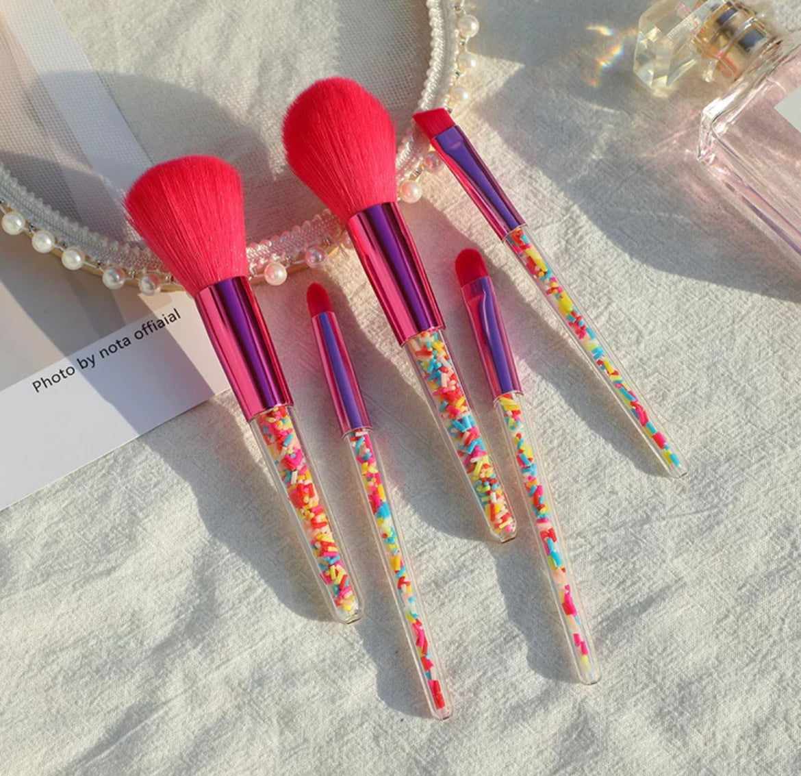 Hot Pink Candy Sprinkles Makeup Brushes
