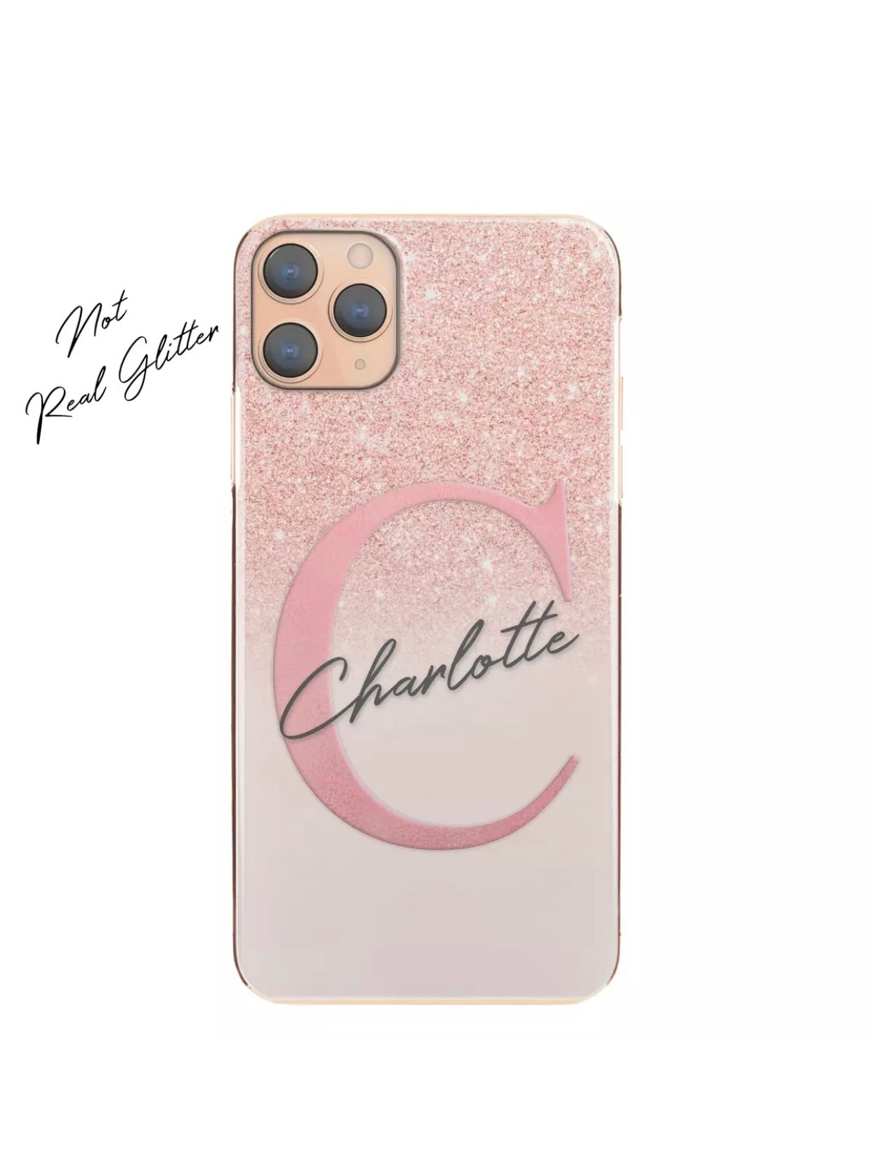 Pink Glitter initial & Name Personalised Phone Case