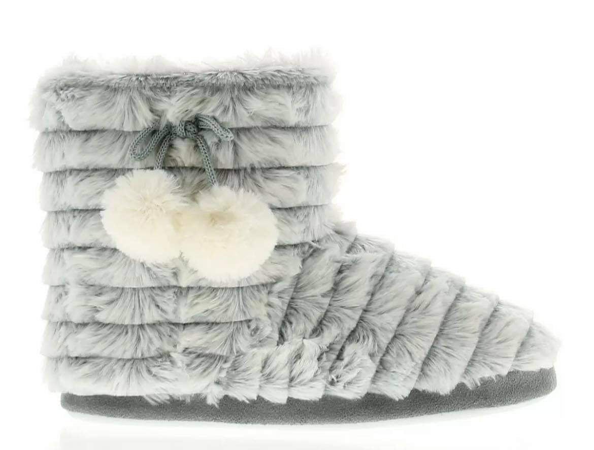 Women’s Grey Winter Bootie Slippers