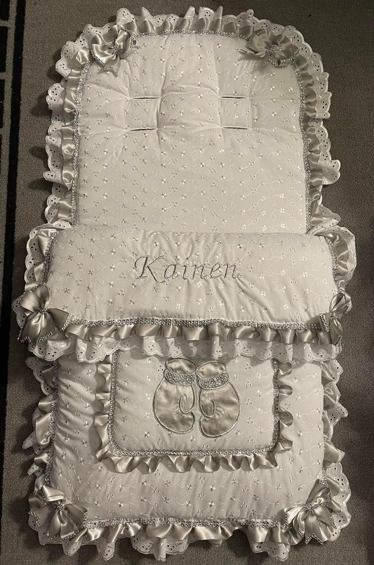 White & Grey Boxing Glove Frill Personalised Cosytoes