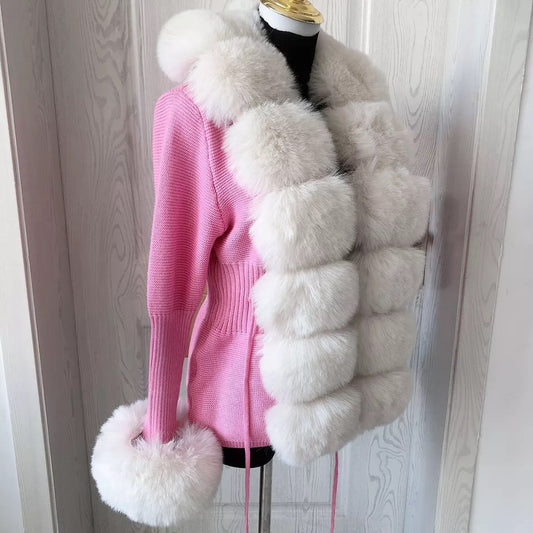 Faux Fur Knitted Cardigans - Various Colours