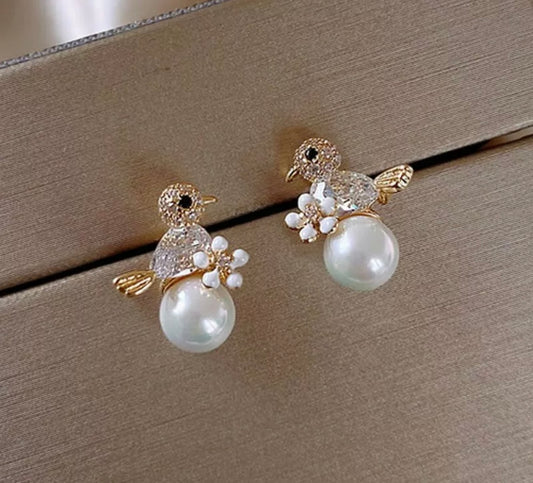 Bird Pearl Earrings