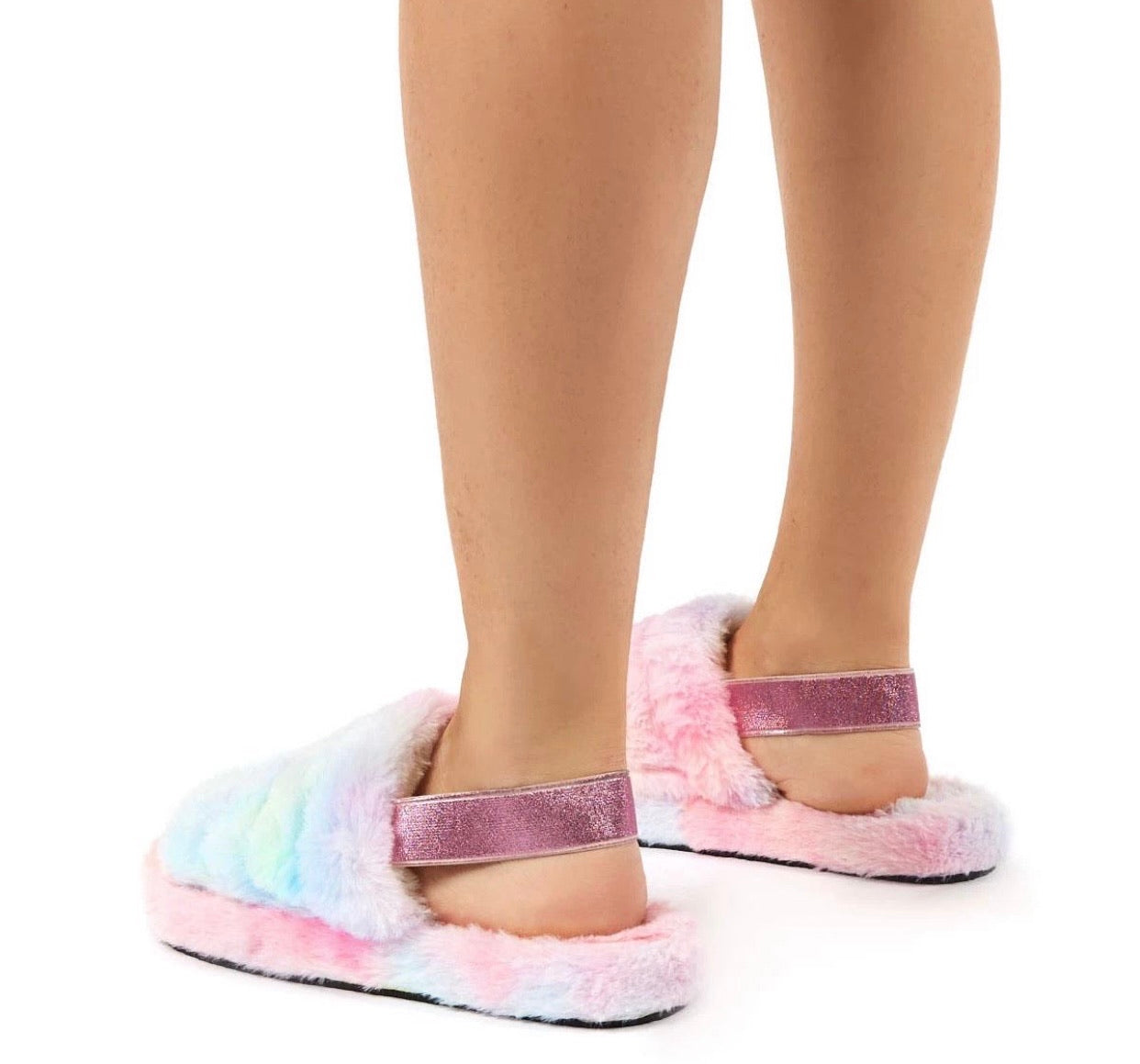 Rainbow Multicolour Fur Slippers