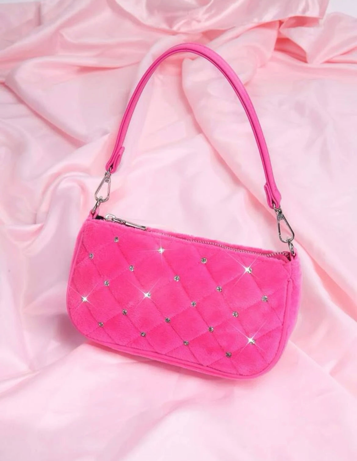 Quilted Rhinestone Square Bag