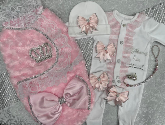 Baby Girls Pink Snuggle & Baby Grow Set
