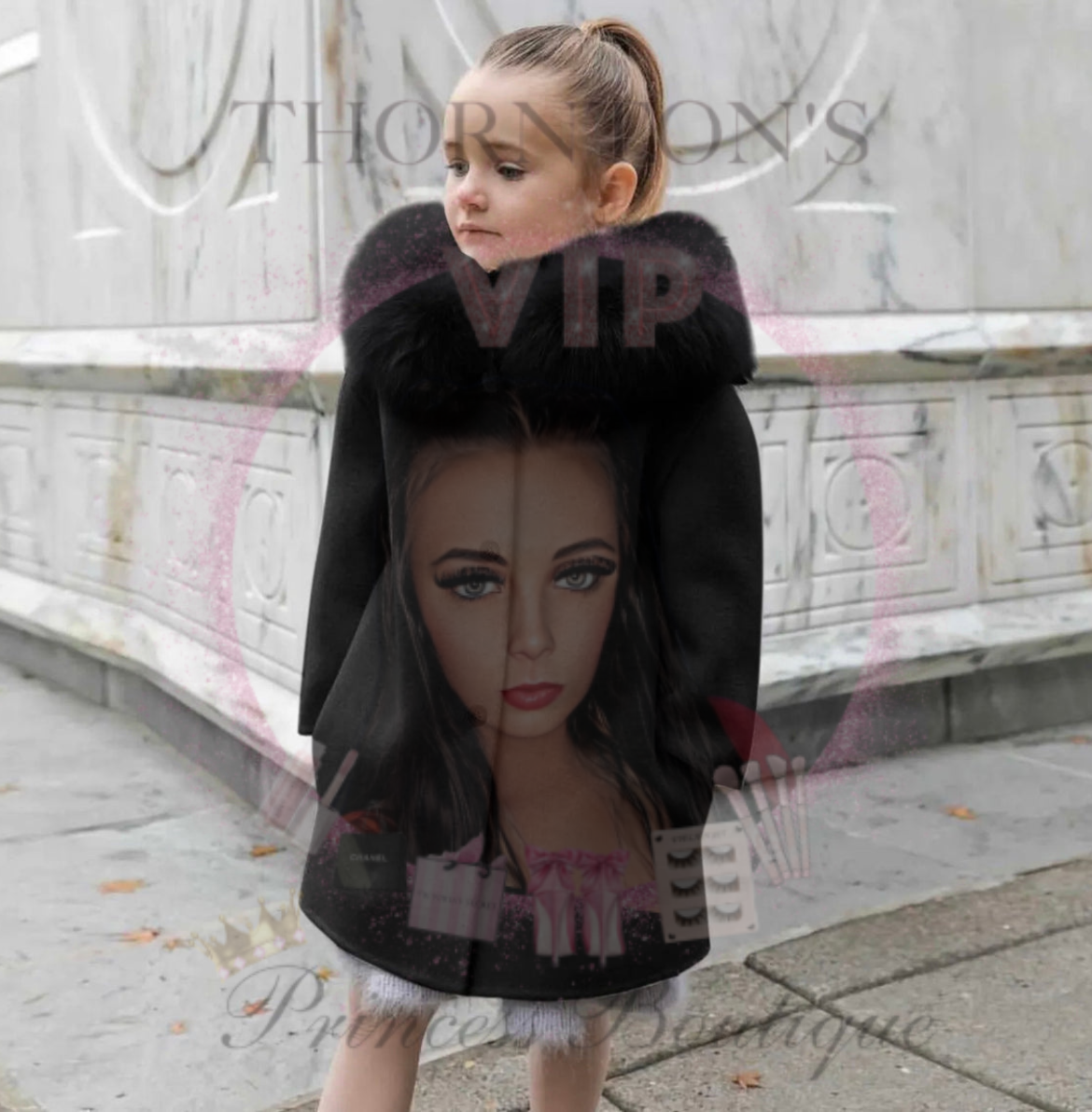 Girls Fur Hood Overcoat