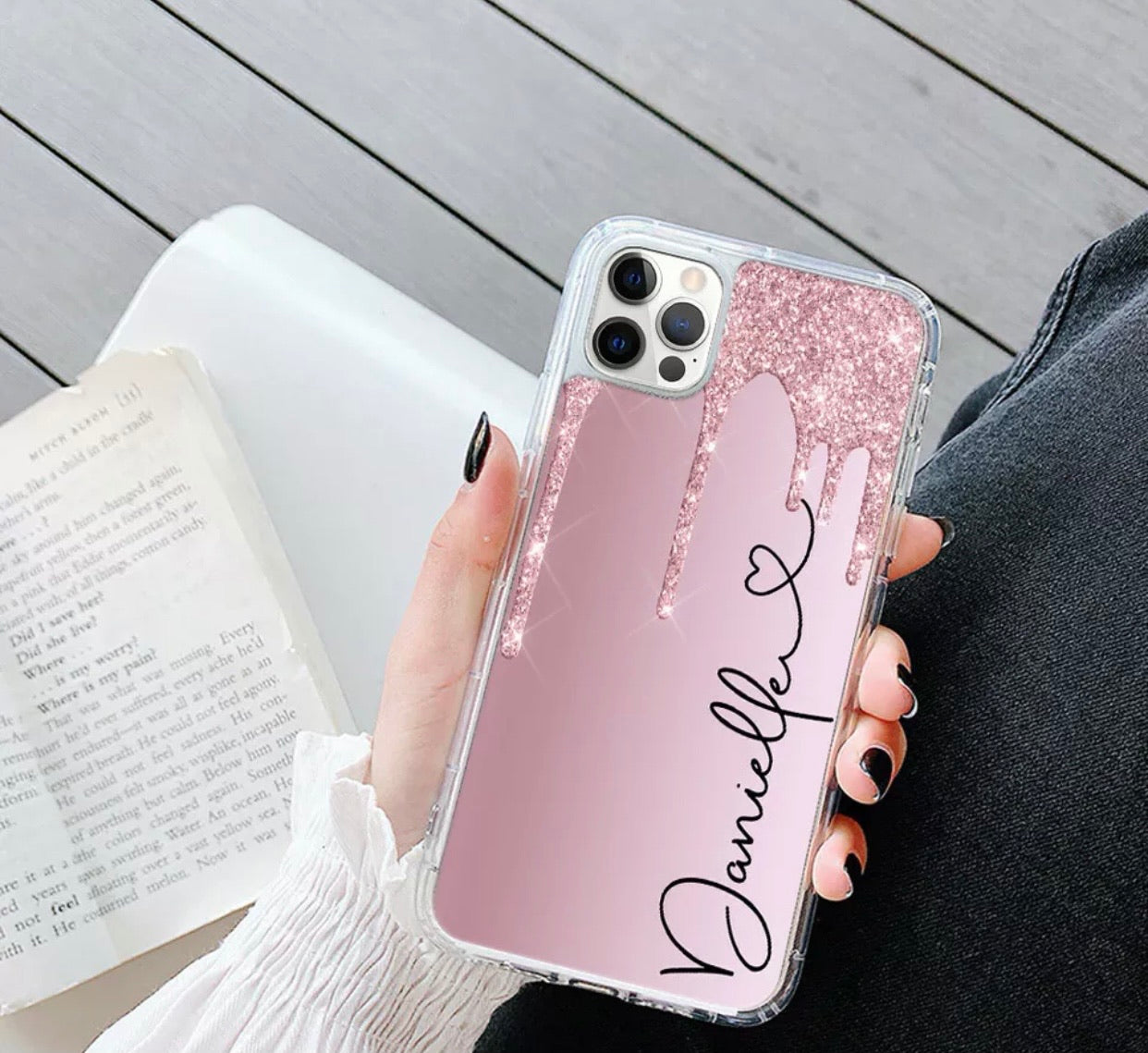 Pink Glitter Drip Personalised Phone Case