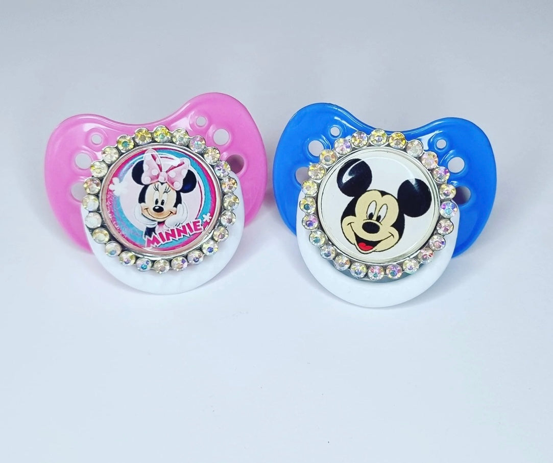 Minnie & Mickey Bling Dummies Cherry Teat 0-12 Months