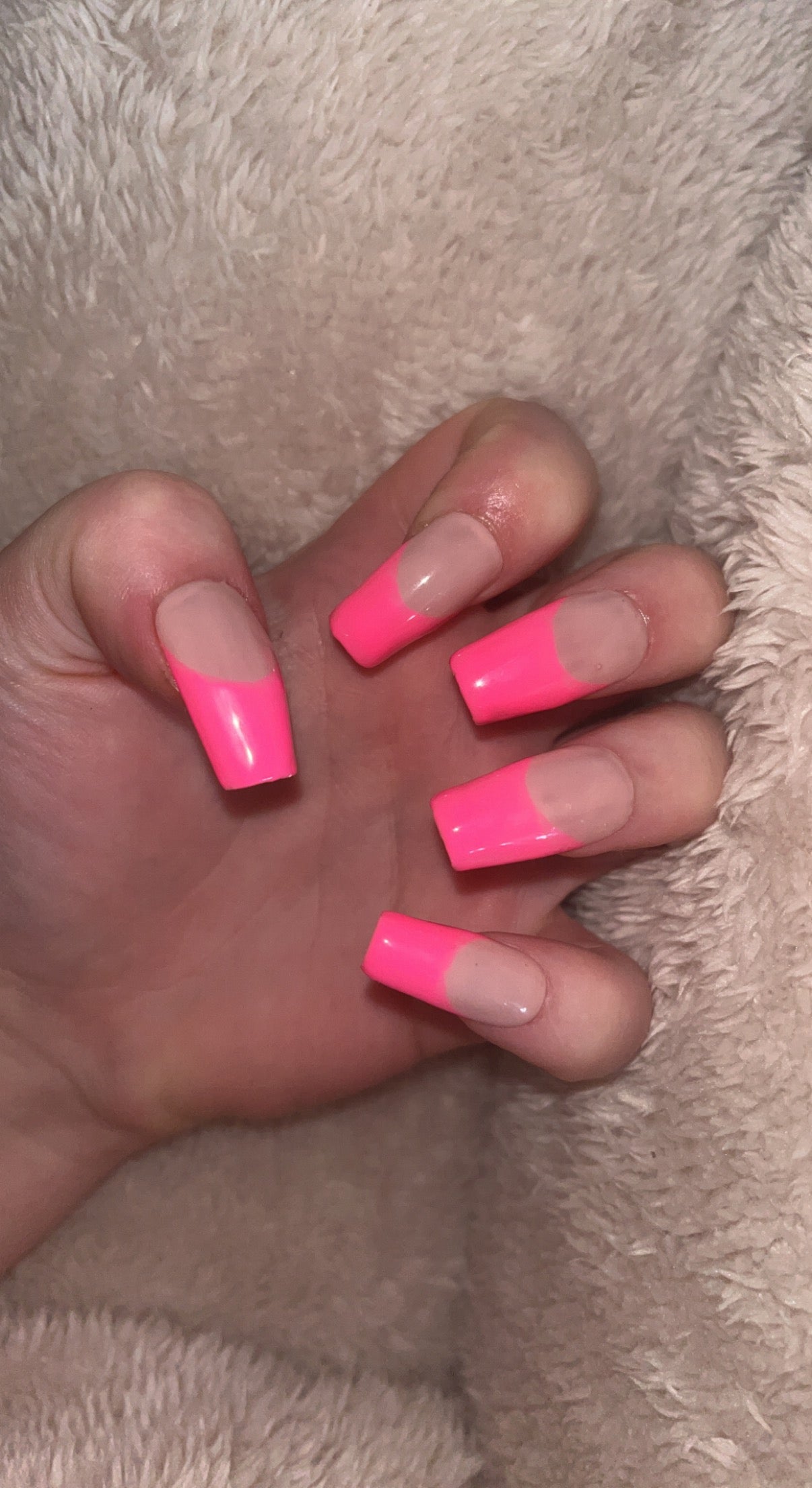Pink Neon Tip Nails