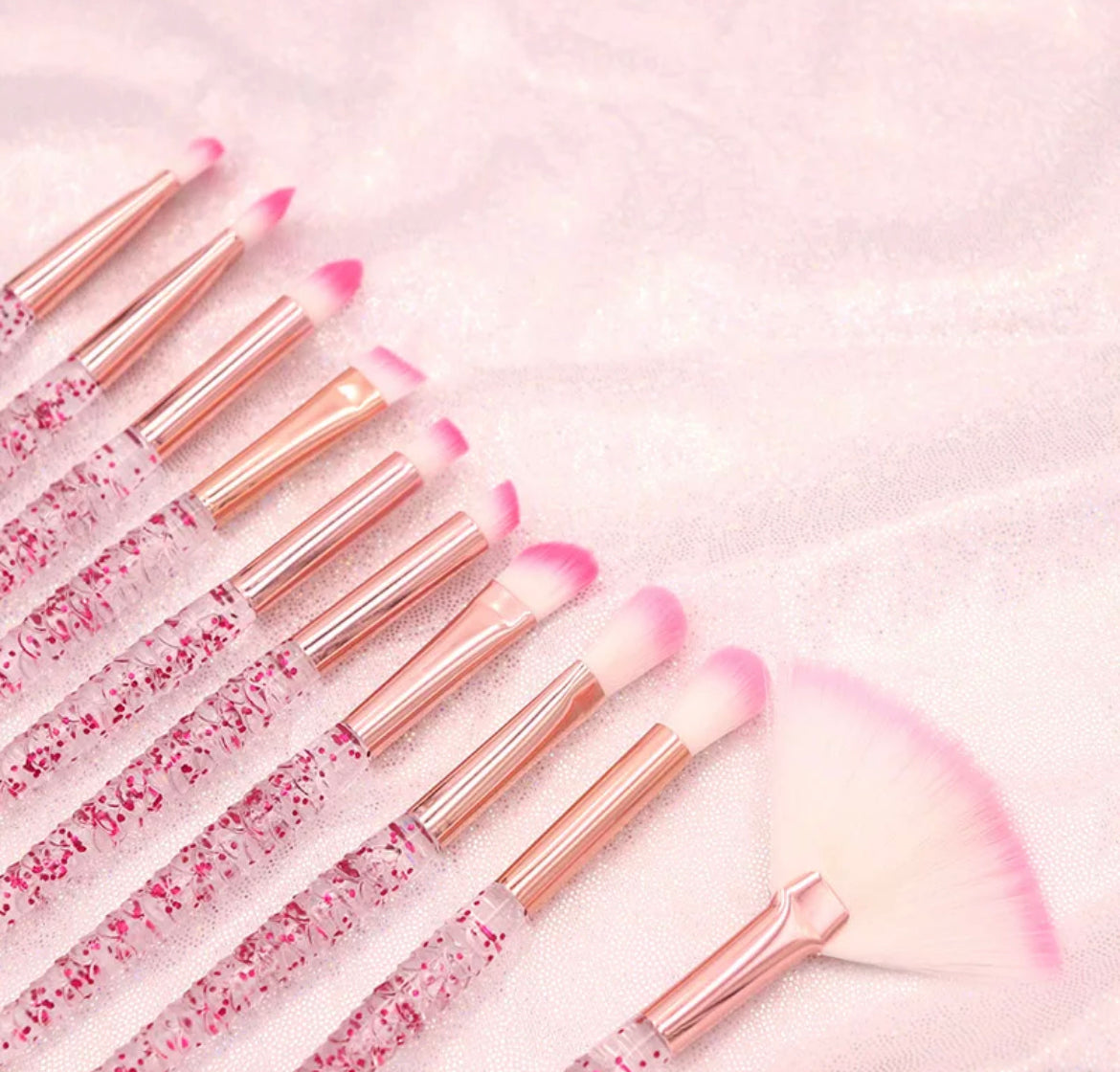 Crystal Pink 10Pcs Mermaid Makeup Brushes