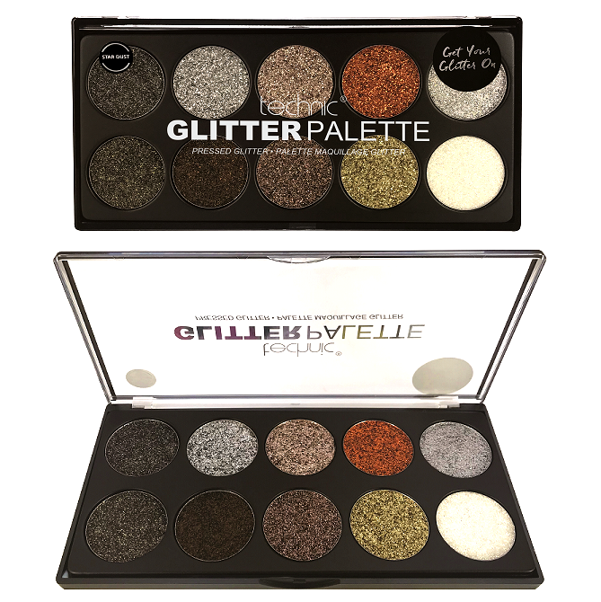 Technic 10 Colours Pressed Glitter Palette for Face, Body and Eyes – Star Dust